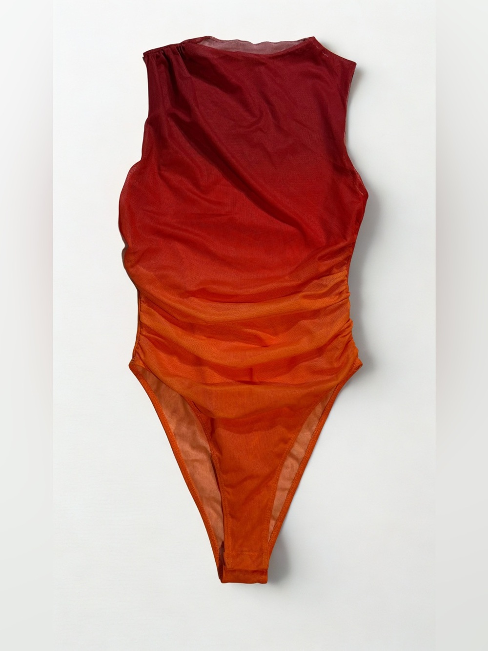 Women’s Gradient Red-Orange One-Piece bodysuit with snap closure size XS